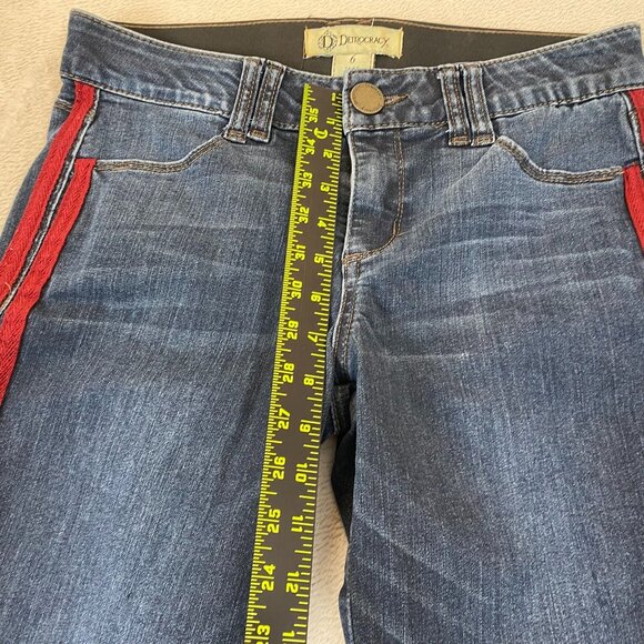 Democracy Women's Jeans Size 6 Ab Technology Skinny Frayed Hem Side Striped Blue - Picture 6 of 13